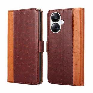 For Realme 10 Pro+ 5G Ostrich Texture Flip Leather Phone Case(Brown)