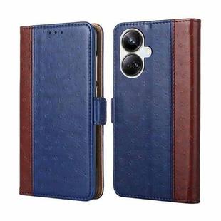 For Realme 10 Pro+ 5G Ostrich Texture Flip Leather Phone Case(Blue)