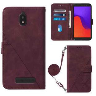 For BLU View 2 2020/2022 Crossbody 3D Embossed Flip Leather Phone Case(Wine Red)