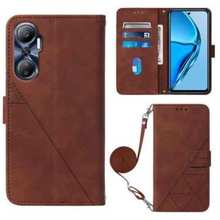 For Infinix Hot 20 4G Crossbody 3D Embossed Flip Leather Phone Case(Brown)