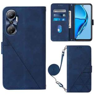 For Infinix Hot 20 4G Crossbody 3D Embossed Flip Leather Phone Case(Blue)