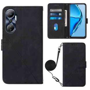 For Infinix Hot 20 4G Crossbody 3D Embossed Flip Leather Phone Case(Black)