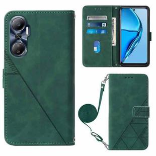 For Infinix Hot 20 4G Crossbody 3D Embossed Flip Leather Phone Case(Dark Green)