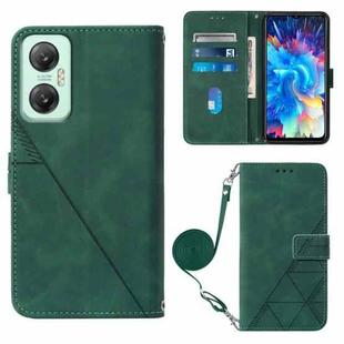 For Infinix Hot 20 5G Crossbody 3D Embossed Flip Leather Phone Case(Dark Green)