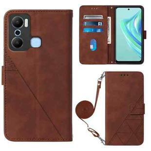 For Infinix Hot 20 Play Crossbody 3D Embossed Flip Leather Phone Case(Brown)
