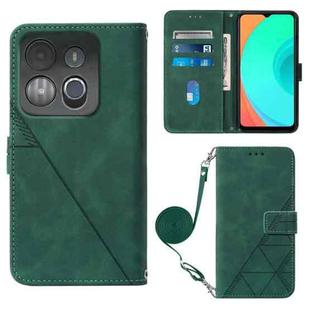 For Infinix Smart 7 Crossbody 3D Embossed Flip Leather Phone Case(Dark Green)