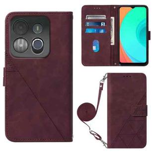 For Infinix Smart 7 Crossbody 3D Embossed Flip Leather Phone Case(Wine Red)