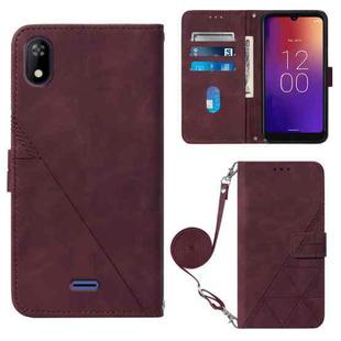 For Moxee m2160 Crossbody 3D Embossed Flip Leather Phone Case(Wine Red)
