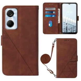 For Tecno Pop 6 Pro Crossbody 3D Embossed Flip Leather Phone Case(Brown)