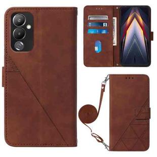 For Tecno Pova 4 Crossbody 3D Embossed Flip Leather Phone Case(Brown)