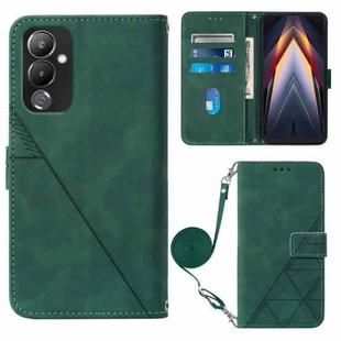 For Tecno Pova 4 Crossbody 3D Embossed Flip Leather Phone Case(Dark Green)