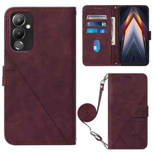 For Tecno Pova 4 Crossbody 3D Embossed Flip Leather Phone Case(Wine Red)