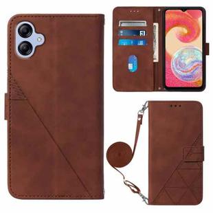 For Samsung Galaxy A04e Crossbody 3D Embossed Flip Leather Phone Case(Brown)