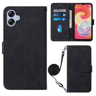 For Samsung Galaxy A04e Crossbody 3D Embossed Flip Leather Phone Case(Black)