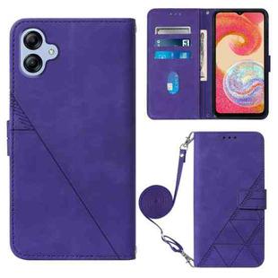 For Samsung Galaxy A04e Crossbody 3D Embossed Flip Leather Phone Case(Purple)