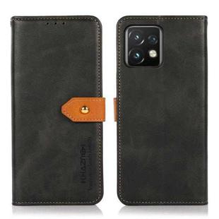 For Motorola Moto X40 Pro KHAZNEH Dual-color Cowhide Texture Flip Leather Phone Case(Black)