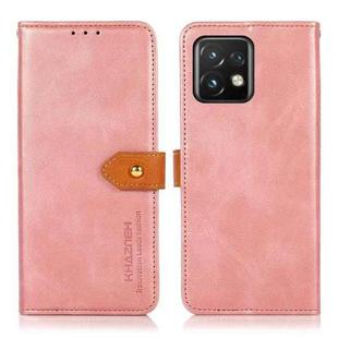 For Motorola Moto X40 Pro KHAZNEH Dual-color Cowhide Texture Flip Leather Phone Case(Rose Gold)