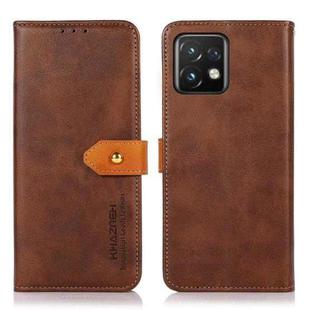 For Motorola Moto X40 Pro KHAZNEH Dual-color Cowhide Texture Flip Leather Phone Case(Brown)