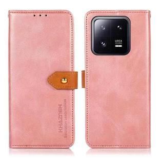 For Xiaomi 13 Pro KHAZNEH Dual-color Cowhide Texture Flip Leather Phone Case(Rose Gold)