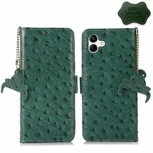 For Samsung Galaxy A04 4G Ostrich Pattern Genuine Leather RFID Phone Case(Green)