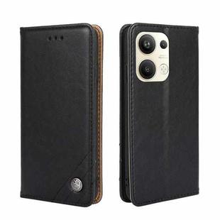 For OPPO Reno9 Pro+ 5G Non-Magnetic Retro Texture Flip Leather Phone Case(Black)