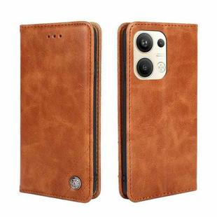 For OPPO Reno9 Pro+ 5G Non-Magnetic Retro Texture Flip Leather Phone Case(Brown)