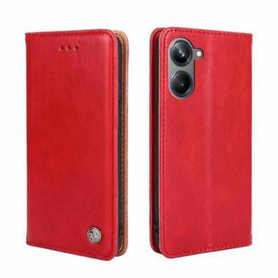 For Realme 10 Pro 5G Non-Magnetic Retro Texture Flip Leather Phone Case(Red)
