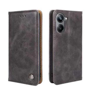 For Realme 10 Pro 5G Non-Magnetic Retro Texture Flip Leather Phone Case(Grey)