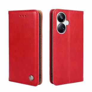For Realme 10 Pro+ 5G Non-Magnetic Retro Texture Flip Leather Phone Case(Red)