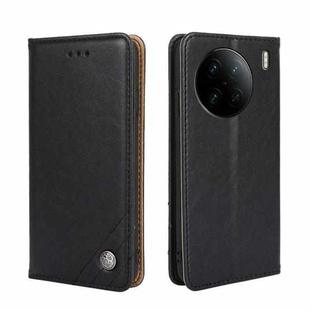 For vivo X90 Pro 5G Non-Magnetic Retro Texture Flip Leather Phone Case(Black)