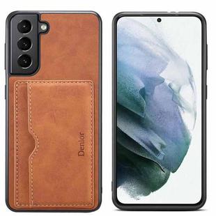 For Samsung Galaxy S23 5G Denior PU Single Card Slot Holder Phone Case(Brown)