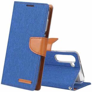 For Samsung Galaxy S23 5G GOOSPERY CANVAS DIARY Fabric Texture Flip Leather Phone Case(Blue)