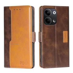 For OPPO Reno9 5G / Reno9 Pro 5G Contrast Color Side Buckle Leather Phone Case(Dark Brown + Gold)