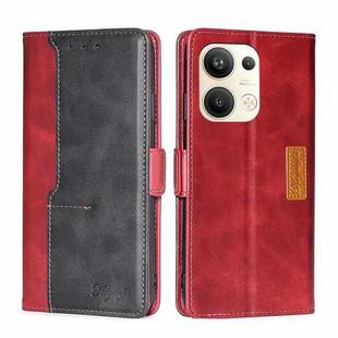 For OPPO Reno9 Pro+ 5G Contrast Color Side Buckle Leather Phone Case(Red + Black)