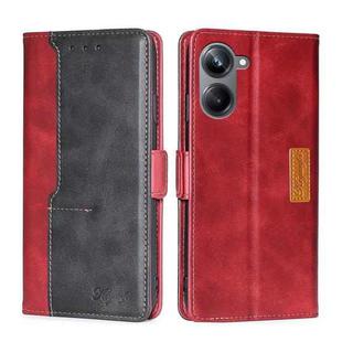 For Realme 10 Pro 5G Contrast Color Side Buckle Leather Phone Case(Red + Black)