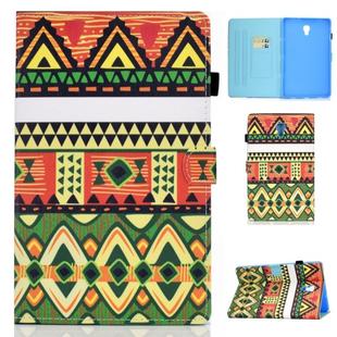 For Galaxy Tab A10.5 T590 Horizontal TPU Painted Flat Feather Case Anti-skid strip with Sleep Function & Pen Cover & Card Slot & Holder(Folk-custom)