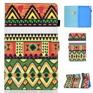 For Galaxy Tab S5e T720 Horizontal TPU Painted Flat Feather Case Anti-skid strip with Sleep Function & Pen Cover & Card Slot & Holder(Folk-custom)