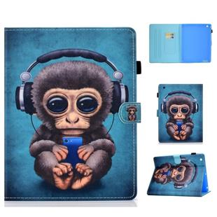 For iPad 2 / 3 / 4 Horizontal TPU Painted Flat Feather Case Anti-skid strip with Sleep Function & Pen Cover & Card Slot & Holder(Headphone Monkey)