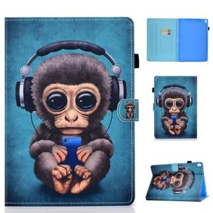 For iPad Pro 10.5 2019 Horizontal TPU Painted Flat Feather Case Anti-skid strip with Sleep Function & Pen Cover & Card Slot & Holder(Headphone Monkey)