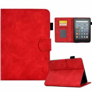 For Amazon Kindle Youth Version 2022 Embossed Smile Flip Tablet Leather Smart Case(Red)