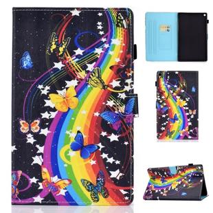 For Kindle Fire HD10 Horizontal TPU Painted Flat Feather Case Anti-skid strip with Sleep Function & Pen Cover & Card Slot & Holder(Music Butterfly)