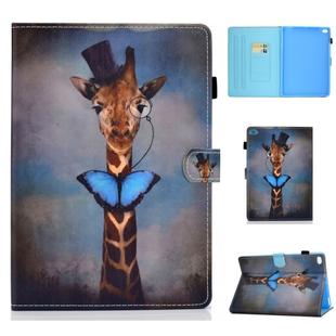 For iPad Air 2 Horizontal TPU Painted Flat Feather Case Anti-skid strip with Sleep Function & Pen Cover & Card Slot & Holder(Deer)