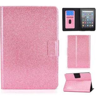 For Amazon Kindle Youth Version 2022 Varnish Glitter Powder Smart Leather Tablet Case(Pink)