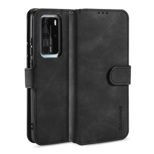 For Huawei P40 Pro DG.MING Retro Oil Side Horizontal Flip Case with Holder & Card Slots & Wallet(Black)