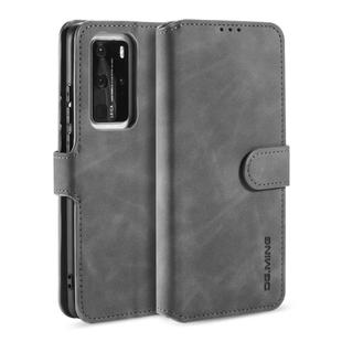 For Huawei P40 Pro DG.MING Retro Oil Side Horizontal Flip Case with Holder & Card Slots & Wallet(Grey)