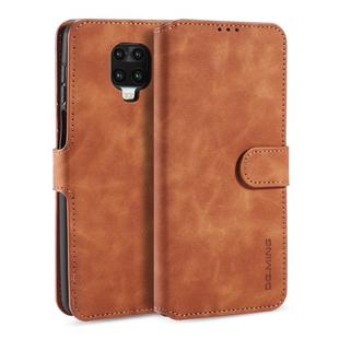 For Xiaomi Redmi Note 9S DG.MING Retro Oil Side Horizontal Flip Case with Holder & Card Slots & Wallet(Brown)