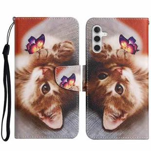 For Samsung Galaxy A34 Colored Drawing Pattern Leather Phone Case(Butterfly Cat)