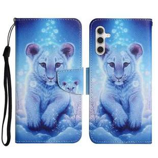 For Samsung Galaxy A54 Colored Drawing Pattern Leather Phone Case(Little Leopard)