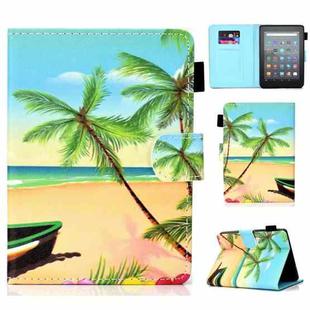 For Amazon Kindle Youth Version 2022 Colored Drawing Stitching Smart Leather Tablet Case(Sandbeach)