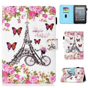 For Amazon Kindle Youth Version 2022 Colored Drawing Stitching Smart Leather Tablet Case(Flower Tower)